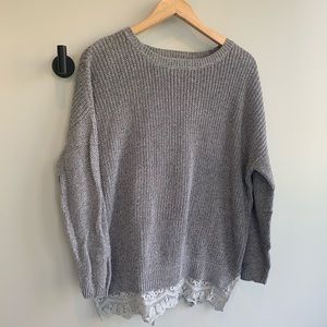 Pins and Needles lace trim knit sweater